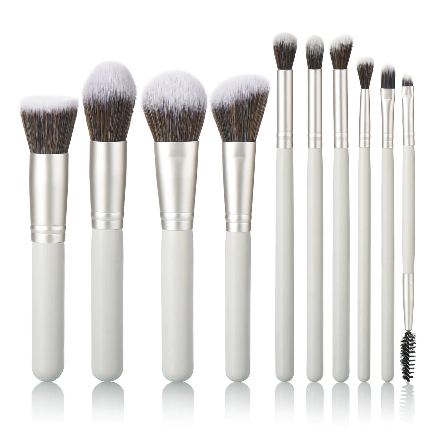 YJ-Anyue 10 light gray wooden handle makeup brushes for girls makeup brush set Premium synthetic foundation brush Face brush Eye brush professional Cosmetic tool