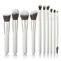 YJ-Anyue 10 light gray wooden handle makeup brushes for girls makeup brush set Premium synthetic foundation brush Face brush Eye brush professional Cosmetic tool